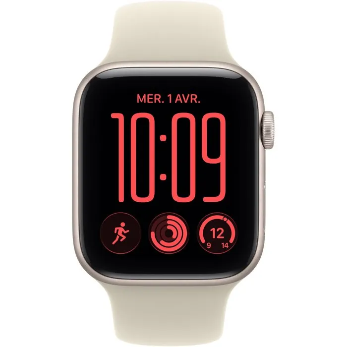 Apple Watch SE 3 GPS + Cellular - 44mm - Boîtier Starlight Aluminium - Bracelet Sand Sport Band - M/L