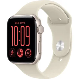 Apple Watch SE 3 GPS + Cellular - 44mm - Boîtier Starlight Aluminium - Bracelet Sand Sport Band - M/L
