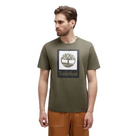 T-shirt à manches courtes homme Timberland Stack Logo Olive 5-6 Ans