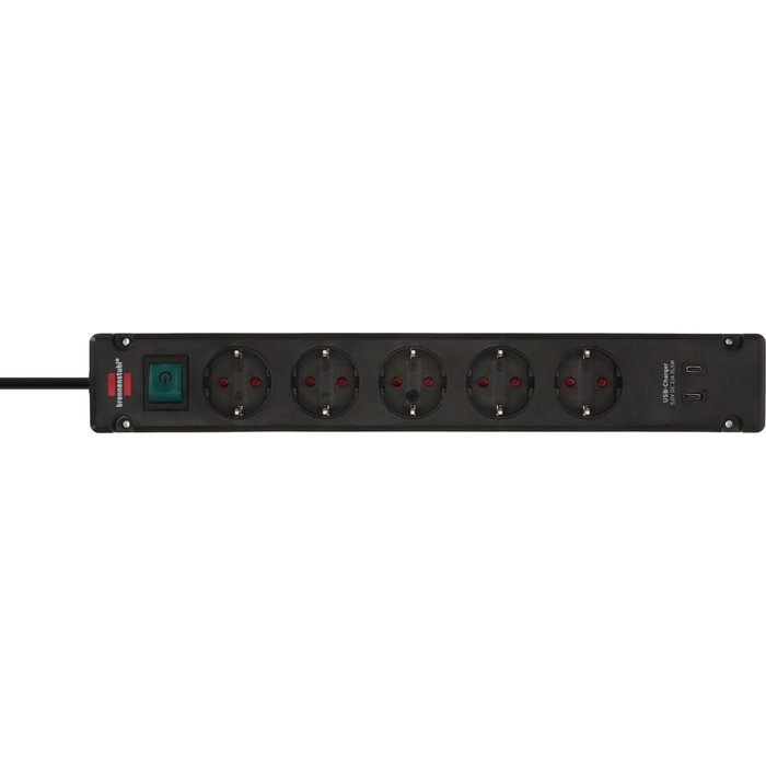 Brennenstuhl Bremounta Multiprise 5 prises avec 2 ports USB-C, Noir