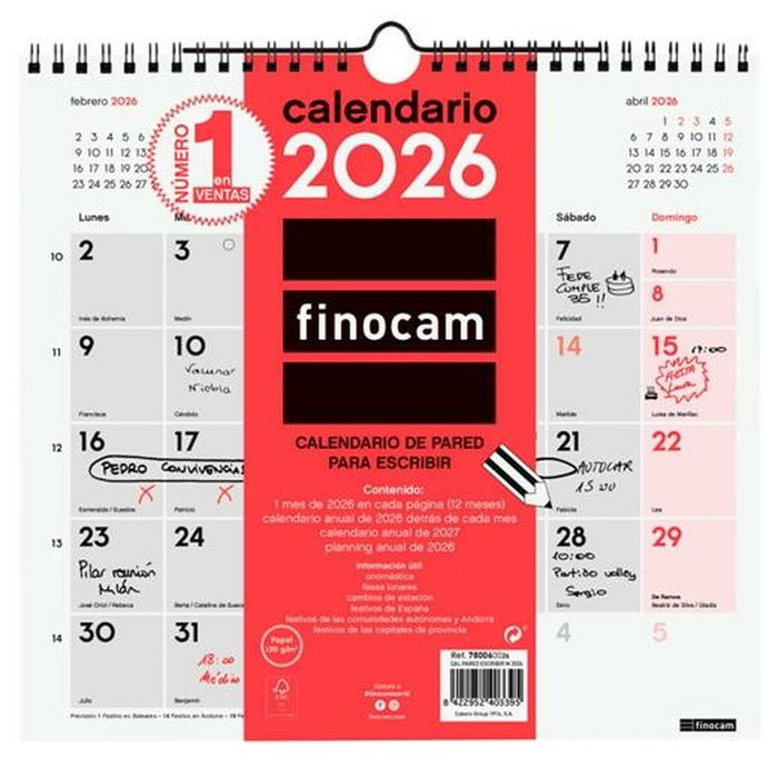 calendrier mural Finocam Papier 2026 26,5 x 24,5 cm calendrier mural Finocam Papier 2026 26,5 x 24,5 cm