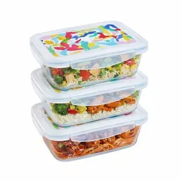 Pyrex Lot de 3 boîtes de conservation rectangulaires en verre 0,80 L