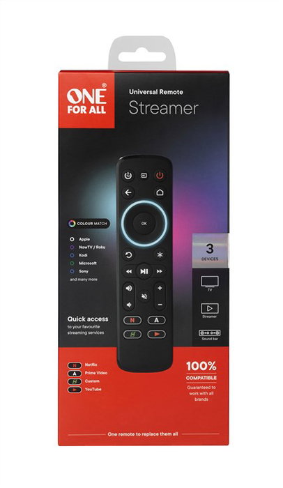 One For All URC7935 - Télécommande universelle pour streaming et Smart TV (Wi-Fi, Bluetooth, IR)