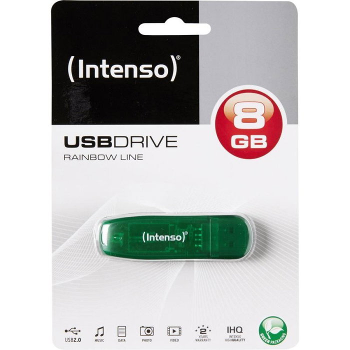 Intenso 3502460 Rainbow Line Clé USB 2.0 8GB Vert Intenso 3502460 Rainbow Line Clé USB 2.0 8GB Vert