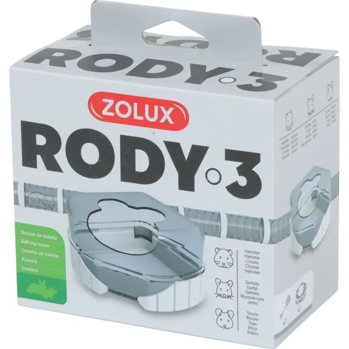 Zolux Rody3 - Maison de toilette blanche pour cages Rody3 et RodyLounge, pour hamster et petits rongeurs, accessoire hygiène