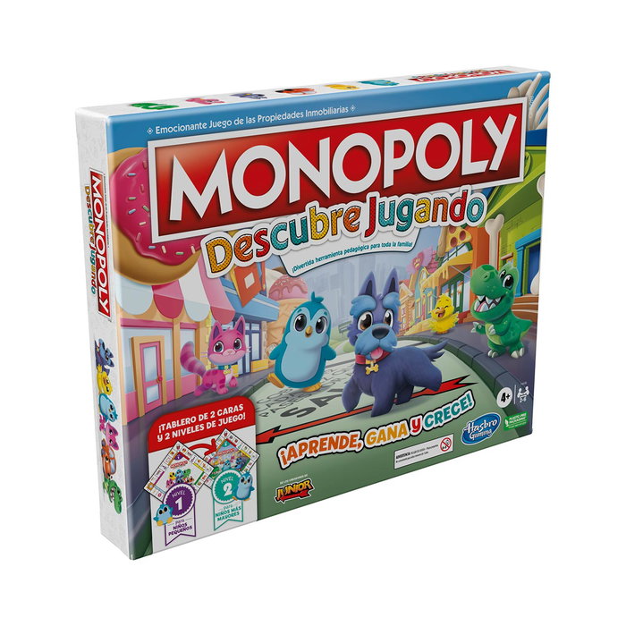 Hasbro Monopoly Aprende Jugando F4436 - Monopoly Mon Premier Apprentissage en Espagnol - Jeu de Plateau Éducatif à Double Face - Dès 4 Ans