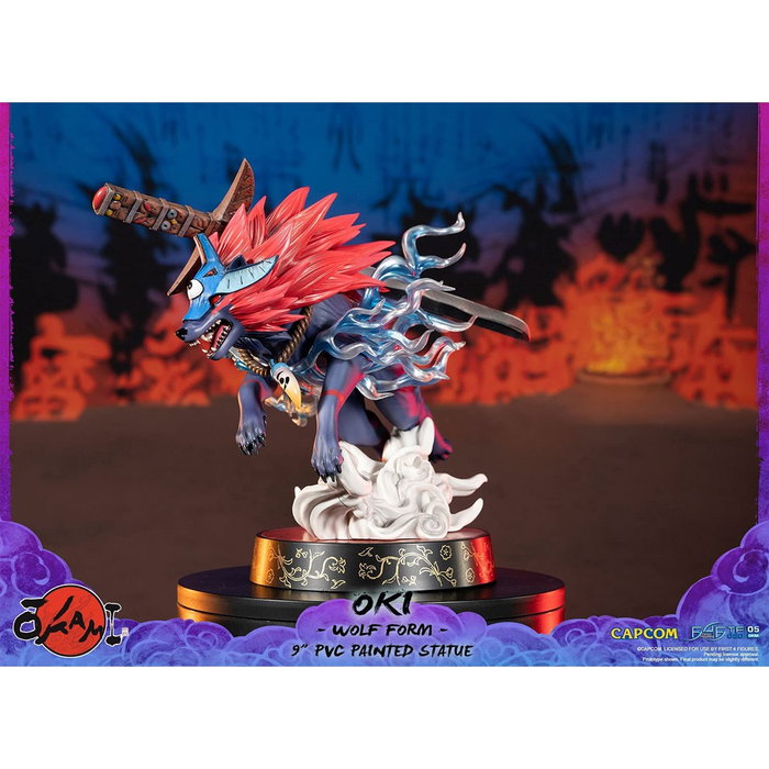 First 4 Figures Figurine PVC Okami Oki Forme Loup avec Base Détaillée
