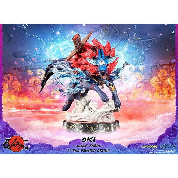 First 4 Figures Figurine PVC Okami Oki Forme Loup avec Base Détaillée