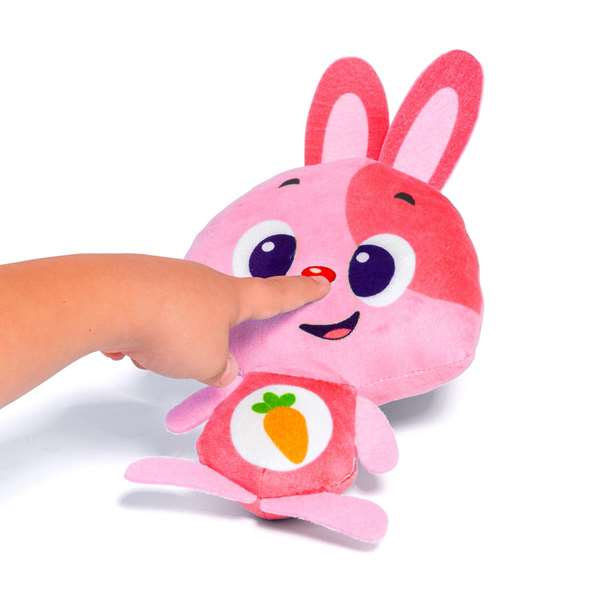 Molto Muñeco Gusy Luz Baby Bunny - Peluche lapin rose avec lumière et son, 7.5 cm, mélodies en espagnol et anglais