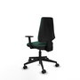 Chaise Elche Contact permament de base Tissu Vert foncé Base pyramidale noire Accoudoir 1D Sans appui-tête Roulettes 65mm nylon