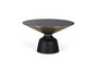 GINER Y COLOMER Table basse en verre trempé avec structure en aluminium - Noir et doré - Diamètre 76 cm, Hauteur 44 cm - Design contemporain pour salon