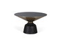 GINER Y COLOMER Table basse en verre trempé avec structure en aluminium - Noir et doré - Diamètre 76 cm, Hauteur 44 cm - Design contemporain pour salon