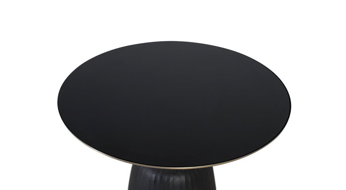 GINER Y COLOMER Table basse en verre trempé avec structure en aluminium - Noir et doré - Diamètre 76 cm, Hauteur 44 cm - Design contemporain pour salon