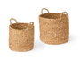 Giftdecor Lot de 2 Paniers Cylindriques avec Anses 32 x 34 x 32 cm Marron Algue (Set de 2)