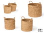 Giftdecor Lot de 2 Paniers Cylindriques avec Anses 32 x 34 x 32 cm Marron Algue (Set de 2)