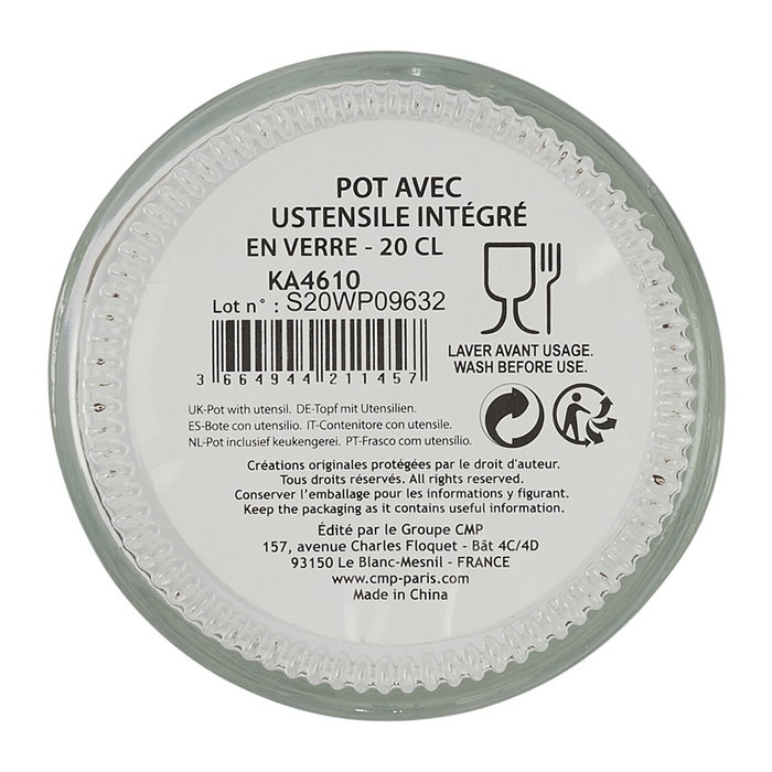 Cook Concept Pot en verre avec ustensile intégré