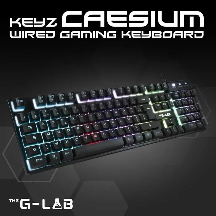 The G-Lab KEYZ-CAESIUM/FR Clavier Gaming RGB Membrane - Disposition FR - 12 raccourcis multimédias - 19 touches anti-ghosting The G-Lab KEYZ-CAESIUM/FR Clavier Gaming RGB Membrane - Disposition FR - 12 raccourcis multimédias - 19 touches anti-ghosting