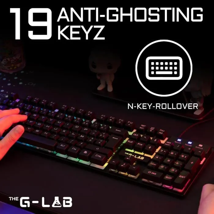 The G-Lab KEYZ-CAESIUM/FR Clavier Gaming RGB Membrane - Disposition FR - 12 raccourcis multimédias - 19 touches anti-ghosting The G-Lab KEYZ-CAESIUM/FR Clavier Gaming RGB Membrane - Disposition FR - 12 raccourcis multimédias - 19 touches anti-ghosting