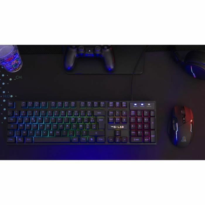 The G-Lab KEYZ-CAESIUM Clavier Gaming RGB Membrane Noir AZERTY FR