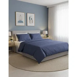 Parure de lit King Size Bleu - 1 housse de couette 240 x 220 cm + 2 taies d'oreiller 60 x 60 cm en coton renforcé