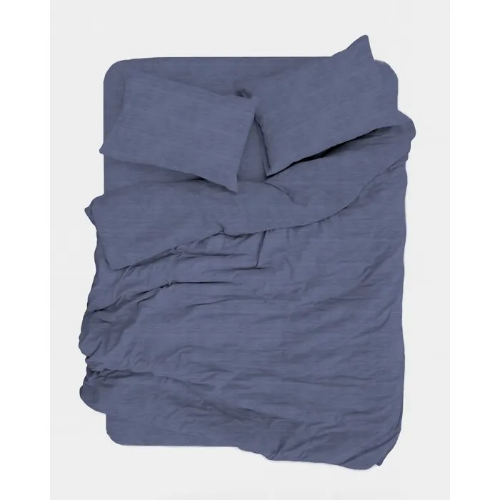 Parure de lit King Size Bleu - 1 housse de couette 240 x 220 cm + 2 taies d'oreiller 60 x 60 cm en coton renforcé