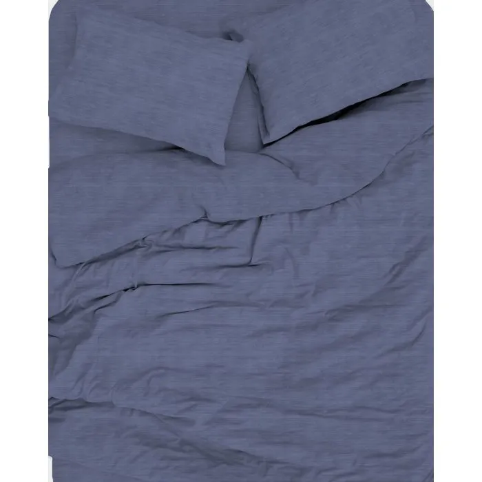 Parure de lit King Size Bleu - 1 housse de couette 240 x 220 cm + 2 taies d'oreiller 60 x 60 cm en coton renforcé