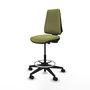 Tabouret Taburete Elche Contact permament de base Tissu Vert olive Base pyramidale noire Sans accoudoirs Sans appui-tête Roulettes 65mm nylon