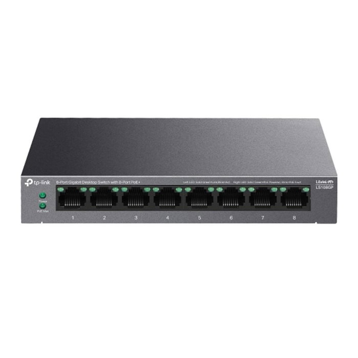 TP-Link LS108GP Switch Gigabit 8 Ports PoE+ 62W Bureau/Mural Silencieux TP-Link LS108GP Switch Gigabit 8 Ports PoE+ 62W Bureau/Mural Silencieux