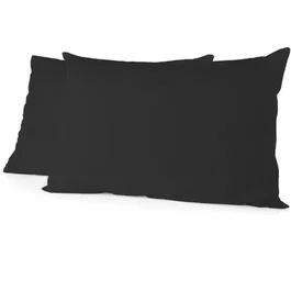 Home Linge Passion Lot de 2 taies d'oreiller microfibre 50x70 cm Noir