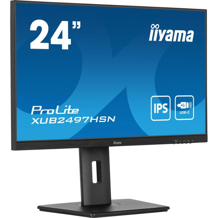 Iiyama Ecran PC LCD 24 Pouces XUB2497HSN-B2, 1920x1080 Full HD, HDMI, VGA, USB-C, TN, Noir