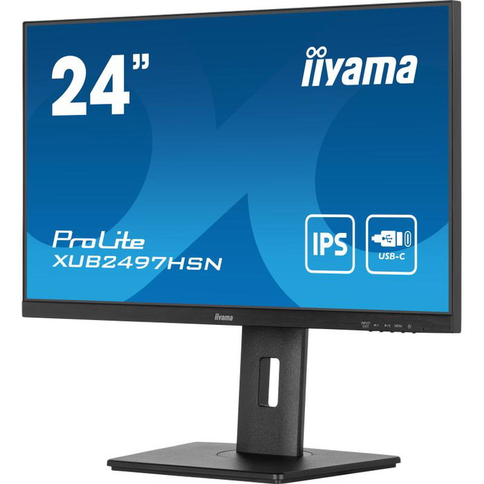 Iiyama Ecran PC LCD 24 Pouces XUB2497HSN-B2, 1920x1080 Full HD, HDMI, VGA, USB-C, TN, Noir