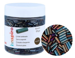 Innspiro Rocaille de verre cylindre argenté irisé métallique 95g
