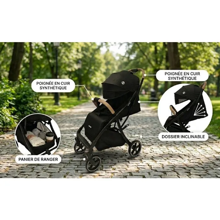 Nania Poussette canne compacte Lexy - Pack complet - Noir