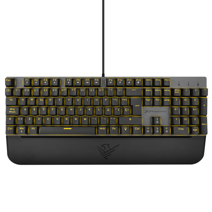 Phoenix Technologies Clavier Mécanique Gaming MK1 Elite, Disposition Espagnole, Switches Brown Xinda, Rétroéclairage RGB, Repose-poignets Magnétique, Aluminium