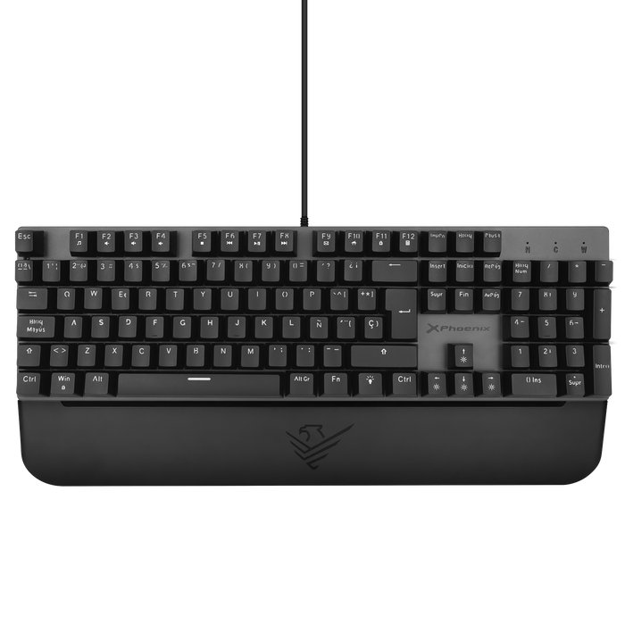 Phoenix Technologies Clavier Mécanique Gaming MK1 Elite, Disposition Espagnole, Switches Brown Xinda, Rétroéclairage RGB, Repose-poignets Magnétique, Aluminium