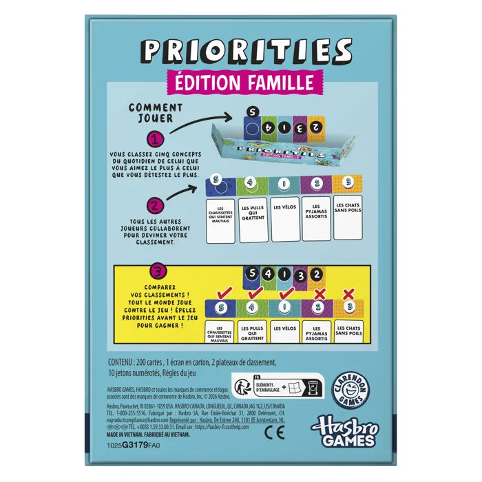 Hasbro Gaming Priorities édition Famille Hasbro Gaming Priorities édition Famille