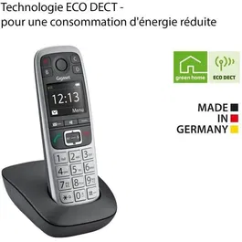 Gigaset Gigae560silver Téléphone sans fil DECT Argent - Clavier rétro-éclairé, écran couleur, mains-libres HD, SOS, fabrication Allemagne