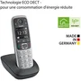 Gigaset Gigae560silver Téléphone sans fil DECT Argent - Clavier rétro-éclairé, écran couleur, mains-libres HD, SOS, fabrication Allemagne