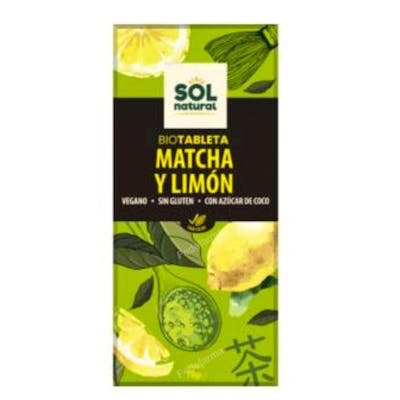 Solnatural Tablette Chocolat Matcha Citron Vegan 70g Bio Solnatural Tablette Chocolat Matcha Citron Vegan 70g Bio