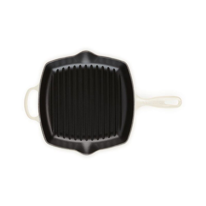 Le Creuset Poêle à griller Signature carrée 26 cm beige