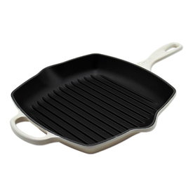Le Creuset Poêle à griller Signature carrée 26 cm beige