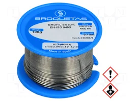 BROQUETAS Fil de soudure Sn63Pb37 à base de plomb 0,7mm 100g