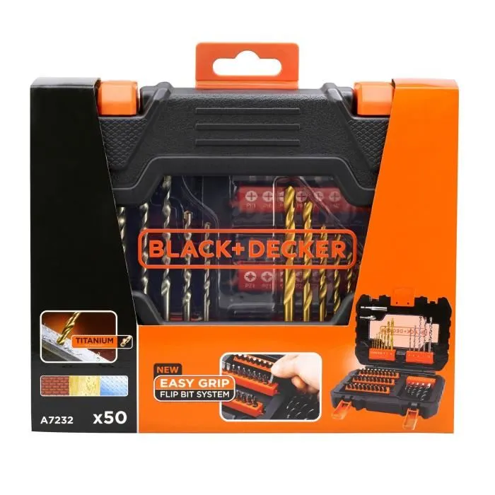 Black + Decker Coffret perçage vissage 50 Accessoires A7232-XJ Black + Decker Coffret perçage vissage 50 Accessoires A7232-XJ