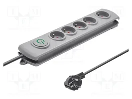 QOLTEC Multiprise Parafoudre 5 Prises Grise avec Cordon 3m