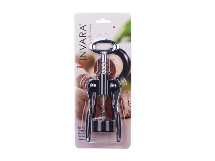 Kinvara Tire-bouchon métal noir chromé 200 g 20x4x7 cm (Set de 24)