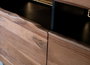 Buffet en Bois d'Acacia Naturel et Noir avec 3 Tiroirs et 3 Portes - 180x93x40 cm