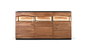 Buffet en Bois d'Acacia Naturel et Noir avec 3 Tiroirs et 3 Portes - 180x93x40 cm