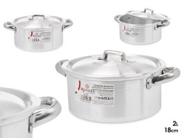 Kinvara Casserole en aluminium 18 cm 2L Capacité 2000 ml Argentée (Set de 10)