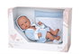Muñecas Arias Aria, Poupée bébé de 38 cm garçon en vinyle de couleur bleue avec couverture, modèle espagnol