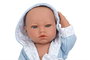 Muñecas Arias Aria, Poupée bébé de 38 cm garçon en vinyle de couleur bleue avec couverture, modèle espagnol